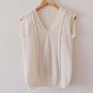80s VINTAGE HANDMADE CREAM SWEATER VEST